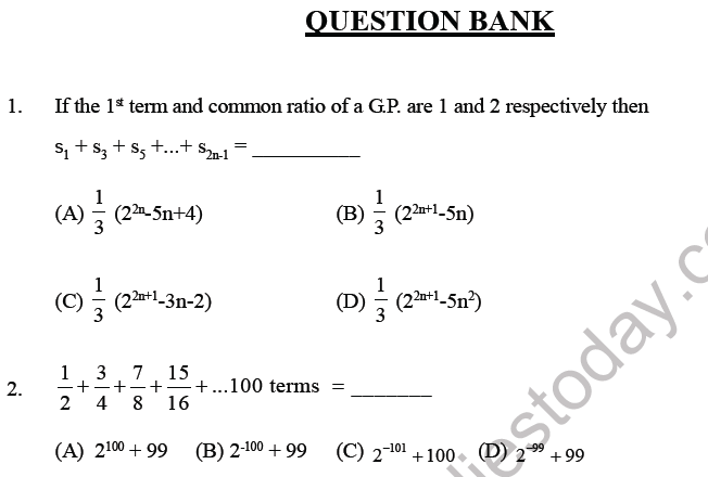 JEE Mathematics Sequence And Series MCQs Set B, Multiple Choice Questions